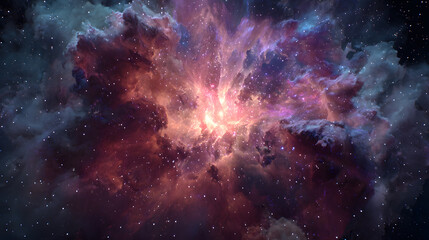 Colorful Space Nebula with Stars and Cosmic Clouds