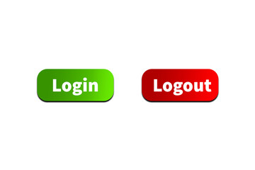 Green LOGIN Button and Red LOGOUT Button Setting toggle design element for mobile app interface, web. Isolated on Transparent Cutout PNG