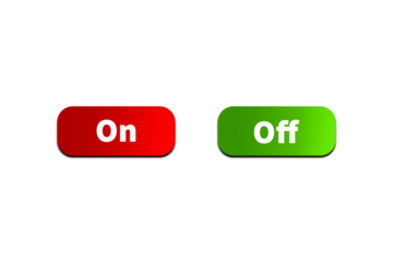 Green OFF Button and Red ON Button Setting toggle design element for mobile app interface, web. Isolated on Transparent Cutout PNG