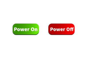 Green POWER ON Button and Red POWER OFF Button Setting toggle design element for mobile app interface, web. Isolated on Transparent Cutout PNG