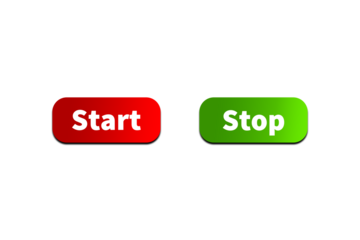 Green STOP Button and Red START Button Setting toggle design element for mobile app interface, web. Isolated on Transparent Cutout PNG