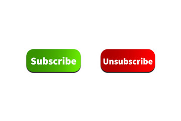 Green SUBSCRIBE Button and Red UNSUBSCRIBE Button Setting toggle design element for mobile app interface, web. Isolated on Transparent Cutout PNG