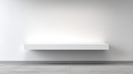 Minimalist White Shelf on Wall: Modern Interior Mockup for Product Display and Advertising