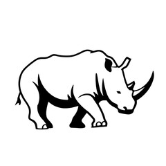 Fototapeta premium Rhinoceros. Rhinoceros simple black and white line art vector logo