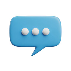 3d blue speech bubble icon with three dots messaging indicator isolated on transparent background