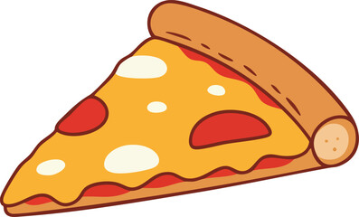 A cartoon illustration of a single slice of pizza with pepperoni toppings and a golden crust. (Created Using Generative AI Tools)