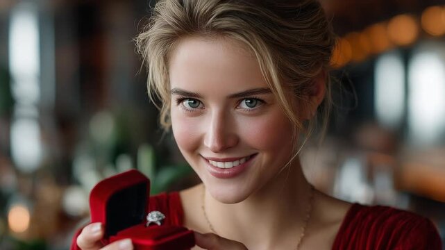 Open lid with smooth hinge reveals a velvet jewelry box in soft ambient light for product showcase Video 4K UHD 60fps