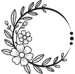 Black and white lily floral wreath with leaves