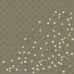 olive hijab with small scattered flower motif