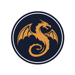 Obraz premium Elegant minimalist dragon silhouette vector illustration, perfect for logo design, tattoo inspiration, branding, fantasy themes, and Asian cultural symbolism