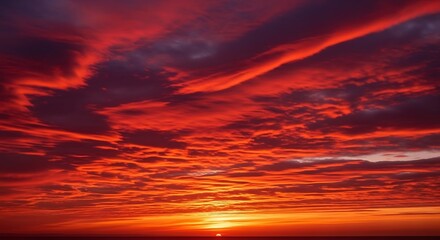 Fiery Sunset Sky with Dramatic Cloudscape.