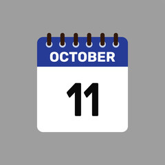 calendar with October 11 icon vector reminder for important deadlines and special events this autumn season