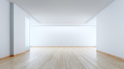 Bright Empty Room with Hardwood Flooring: Ideal for Real Estate and Interior Design Visualization