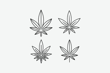 Fototapeta premium four cannabis leaf outlines displayed in grid silhouette
