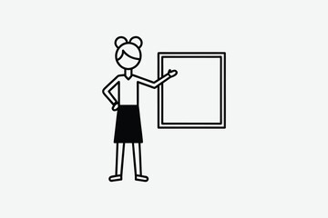 a woman presenting at whiteboard with confident stance silhouette