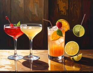 Elegant cocktail artistry: A vibrant display of mixology and citrus infusion