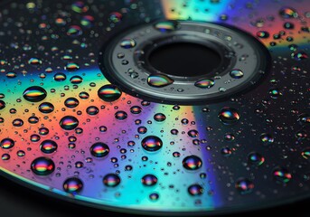 water drops on a cd
