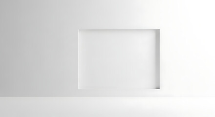 Minimalist White Room Interior with Square Wall Niche Design