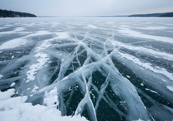 frozen lake in the winter