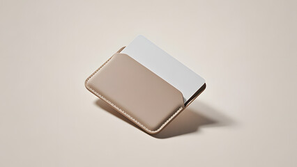 Beige and white leather card holder