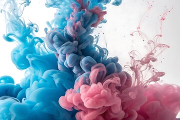 Obraz premium colorful ink swirling underwater creating vibrant blue pink patterns