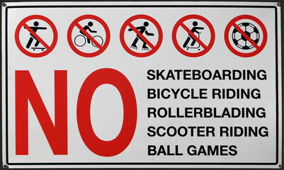 Prohibitive sign, banning games activities