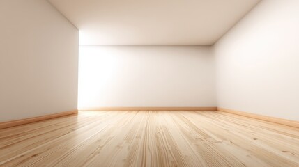 Bright Empty Room with Wooden Floor, White Walls, and Natural Light - Interior Architecture Stock