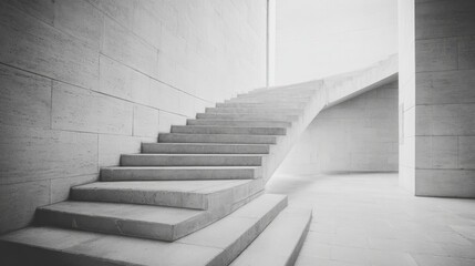 Modern minimalist architectural stairway with geometric design and bright light providing a sense of ascension
