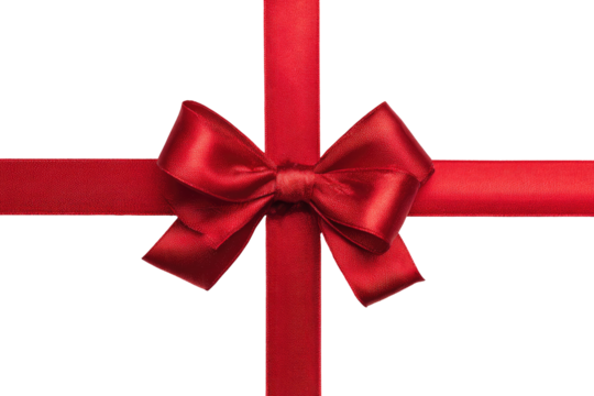 Red ribbon bow, crossed ribbons - Powered by Adobe