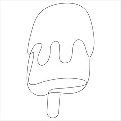 Continuous one line drawing of melting ice cream in waffle cone minimalist dessert concept vector illustration