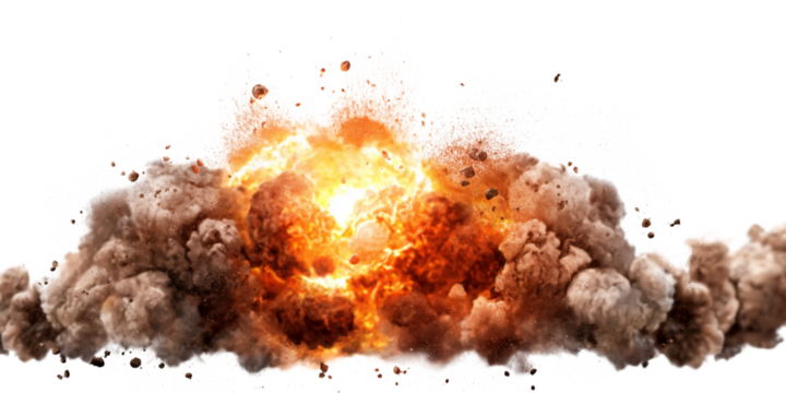 Explosion border isolated on transparent background - Generative AI