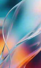 Vibrant abstract background with flowing transparent glass-like shapes and mesmerizing teal and orange color gradients