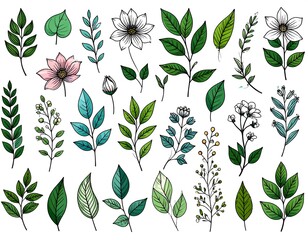 Obraz premium Collection of hand-drawn botanicals