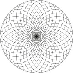 Spiral geometry designed with a radiating grid of lines expanding outward.