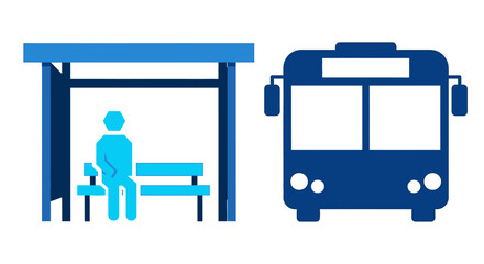 An Illustration of a Person Waiting at a Bus Stop for a Bus to Arrive Representing Public Transportation and Commuting