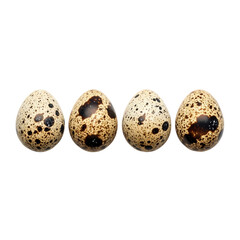 Obraz premium Four quail eggs isolated on transparent background