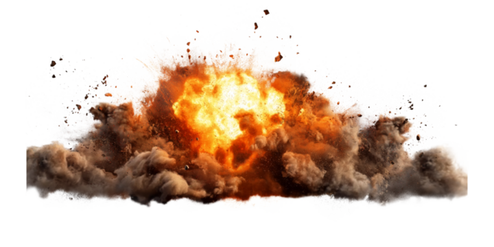 Explosion border isolated on transparent background - Generative AI