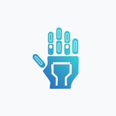 Obraz premium Stylized Robotic Hand Icon Depicting Artificial Intelligence and Technological Innovation