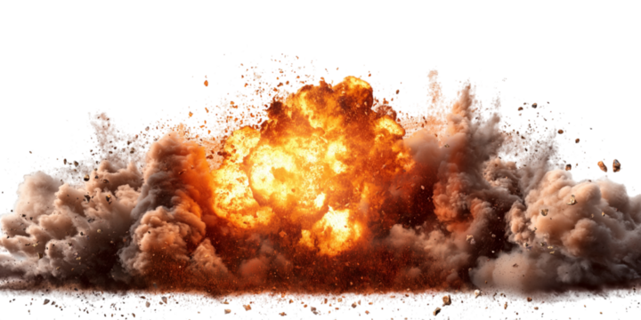 Explosion border isolated on transparent background - Generative AI