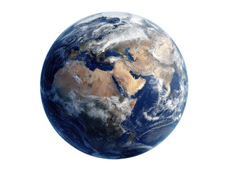 Blue planet with swirling clouds and brown continents earth space, Isolated On Png Transparent Background