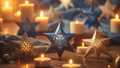 Hanukkah Star Geometric Pattern Abstract Background. Hanukkah concept. Generated Image