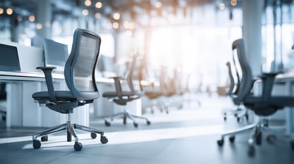 Modern Office Interior with Ergonomic Chairs and Desks, Providing Comfortable Workspace and Productive Environment