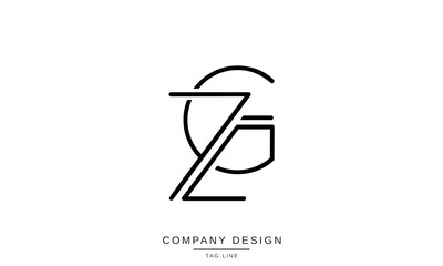ZG, GZ, Z, G Abstract Letters Logo Monogram design Font Icon
