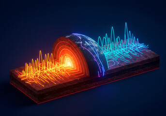 Abstract Visualization of Seismic Waves Moving Through Earth Layers Representing Earthquake Concept
