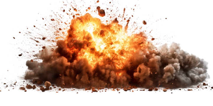 Explosion border isolated on transparent background - Generative AI