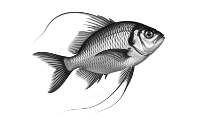 Vintage fish isolated on transparent background