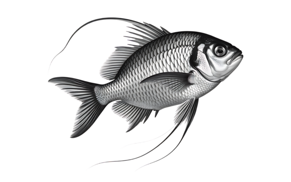 Vintage fish isolated on transparent background