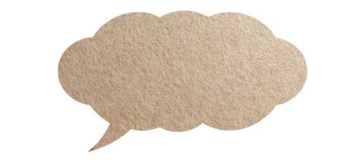 Beige speech bubble graphic