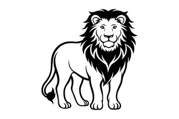 a majestic lion stands proudly with bold mane silhouette