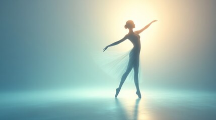 Obraz premium Ballet dancer silhouette, studio light, ethereal pose
